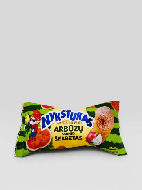 Vannmelon sorbetmed dragefruktfyll i vaffelkopp NYKŠTUKAS 120ml, (875)