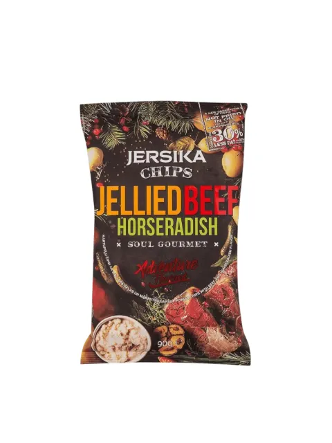 Potet chips med stuet kjøtt og pepperrot smak Jersika 90g