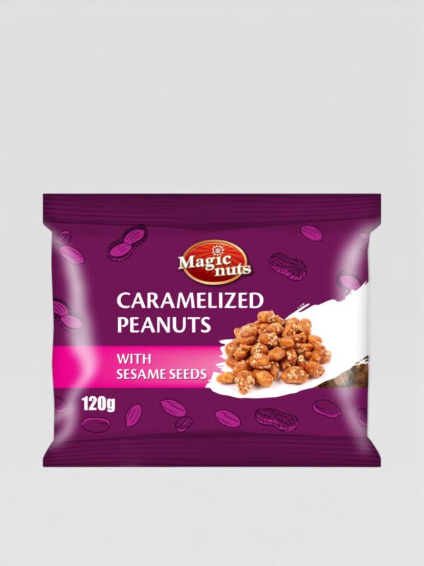 Karamelisert peanøtter med sezam Magic Corn 120g 1 4751001930907 002