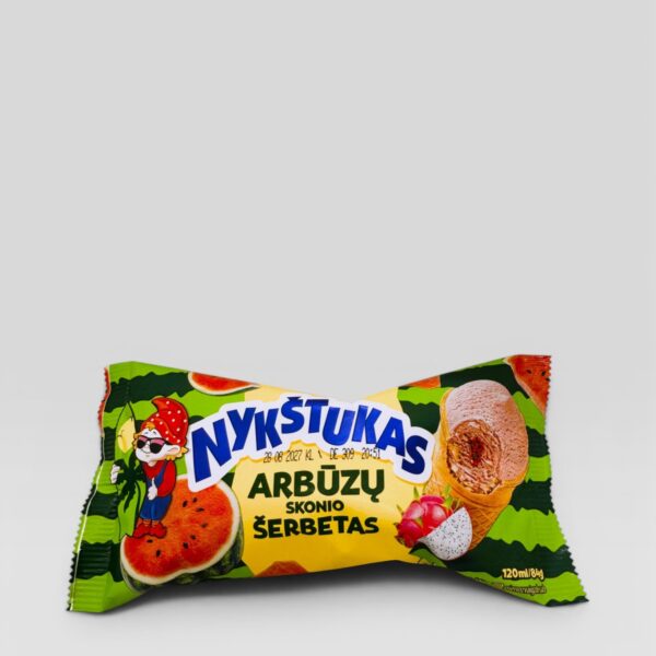 Vannmelon sorbetmed dragefruktfyll i vaffelkopp NYKŠTUKAS 120ml, (875)