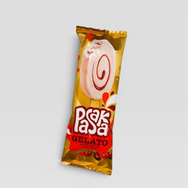 Iskrem med rød bærsmak med fyll av rips og tranebær PASAKA GELATO 90 ml ,(537)