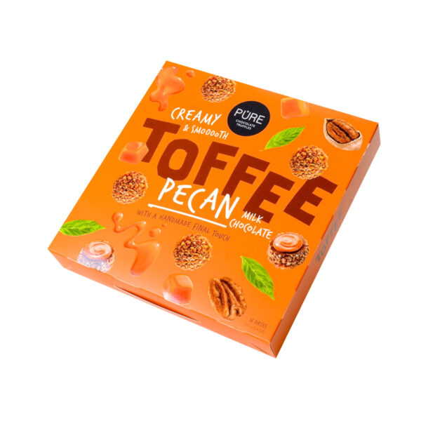 Melkesjokoladetrøfler med toffeekrem og pekandekor PURE 153g