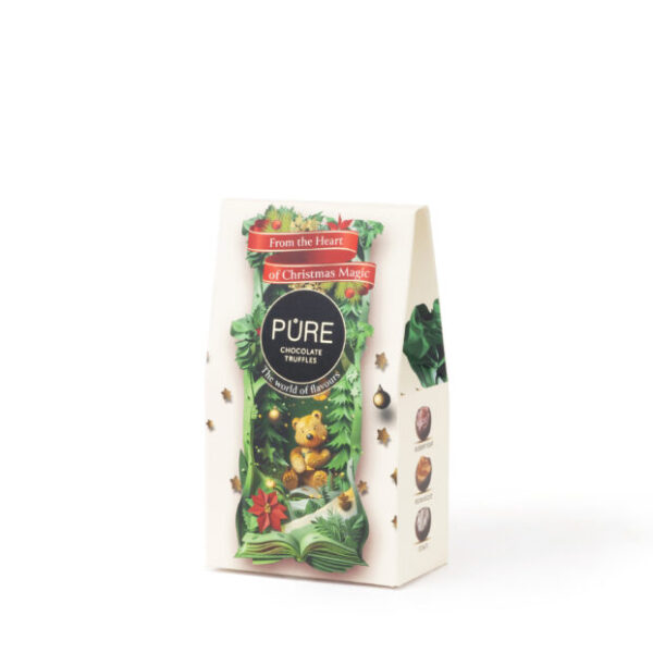 Melkesjokoladetrøffelutvalg "Bear"" kjeks/kokos/blåbær-yoghurtkremfyll PURE 120g