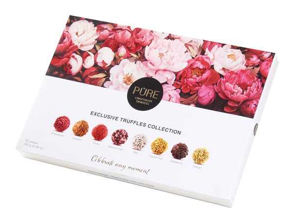 Samling av melkesjokolade og mørk sjokoladetrøfler PURE 265g