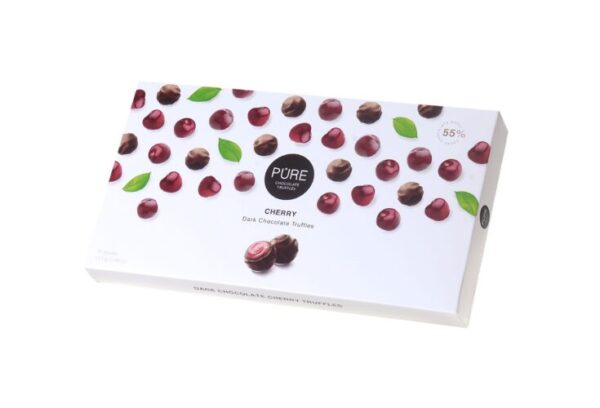 Mørk sjokoladetrøffel med kirsebærkremfyll PURE 110g 1 4751011196089 CHERRY 15 621x0 c default 1