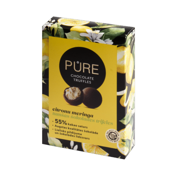 Mørk sjokoladetrøfler med sitronmarengskremfyll PURE 148g