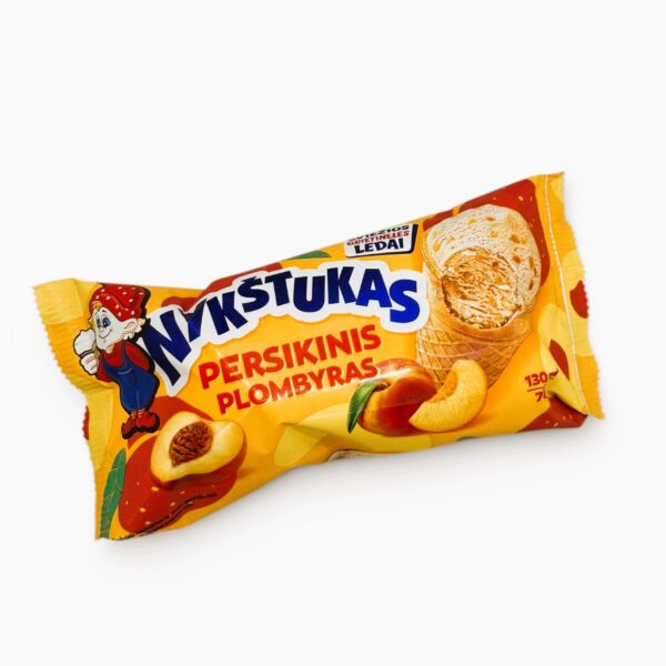 Fersken iskrem i vaffelkopp "NYKŠTUKAS" 130ml, (874)