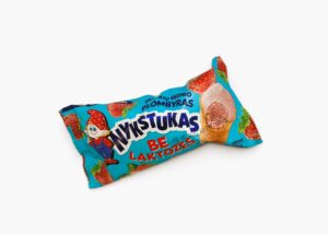 LACTOSE FREE Jordbær iskrem i vaffelkopp "NYKŠTUKAS" 130ml, (880)